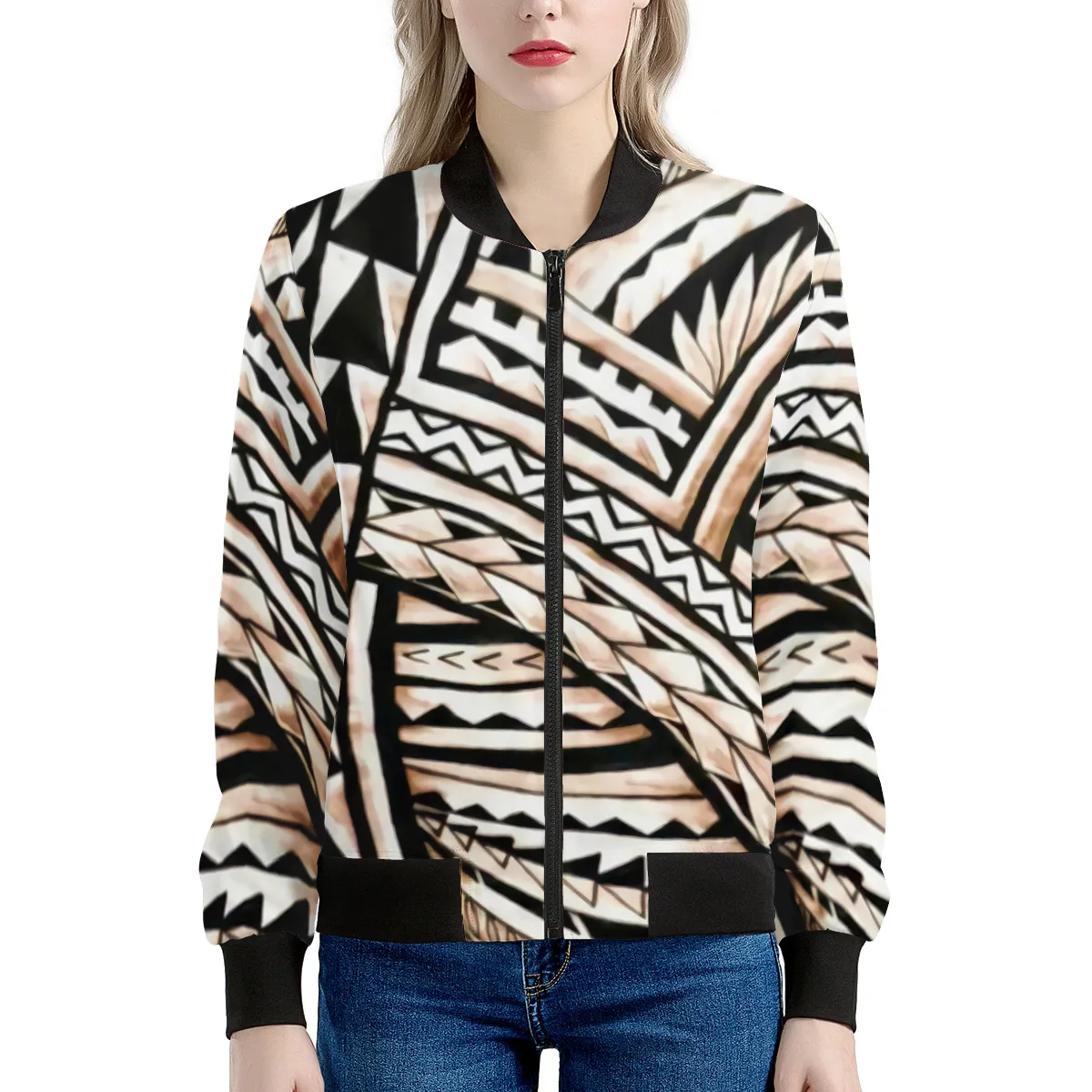 

Hot sale Polynesian Traditional Samoan Print Women fall Winter Jackets Printable Vintage Ladies Jackets Plus Size Coats, Customized color