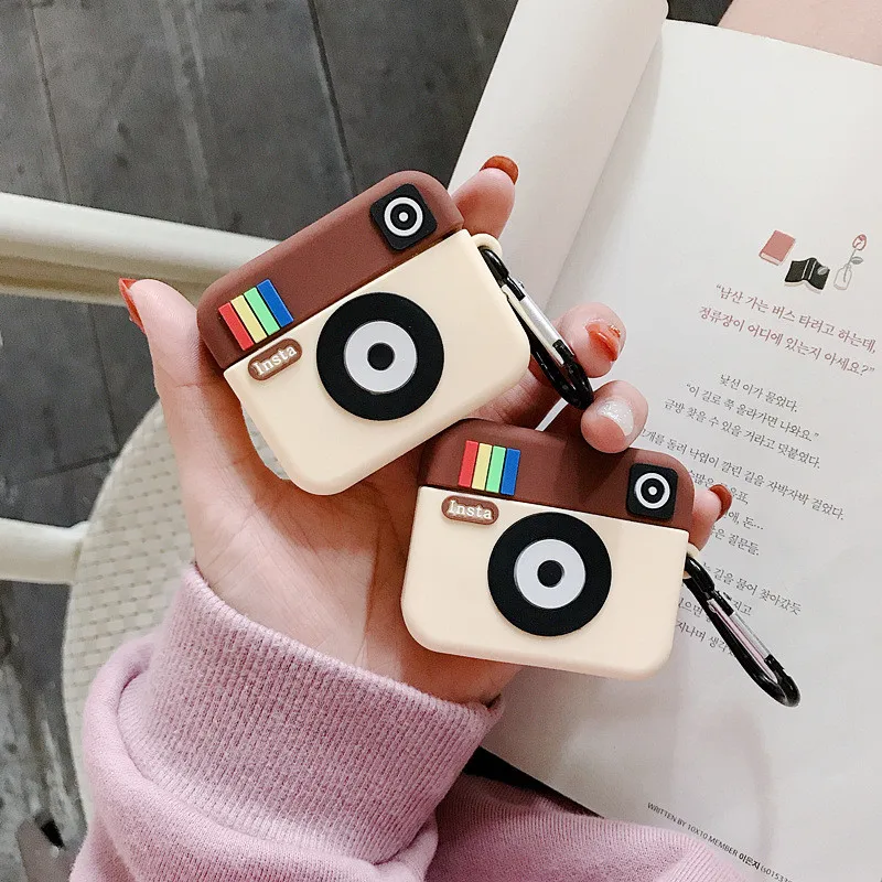 

Cartoon Cute Designer Silicone Case Protection 3D Ins Camera Silicon Case Funda For Airpods 1 2 for AirPods Pro