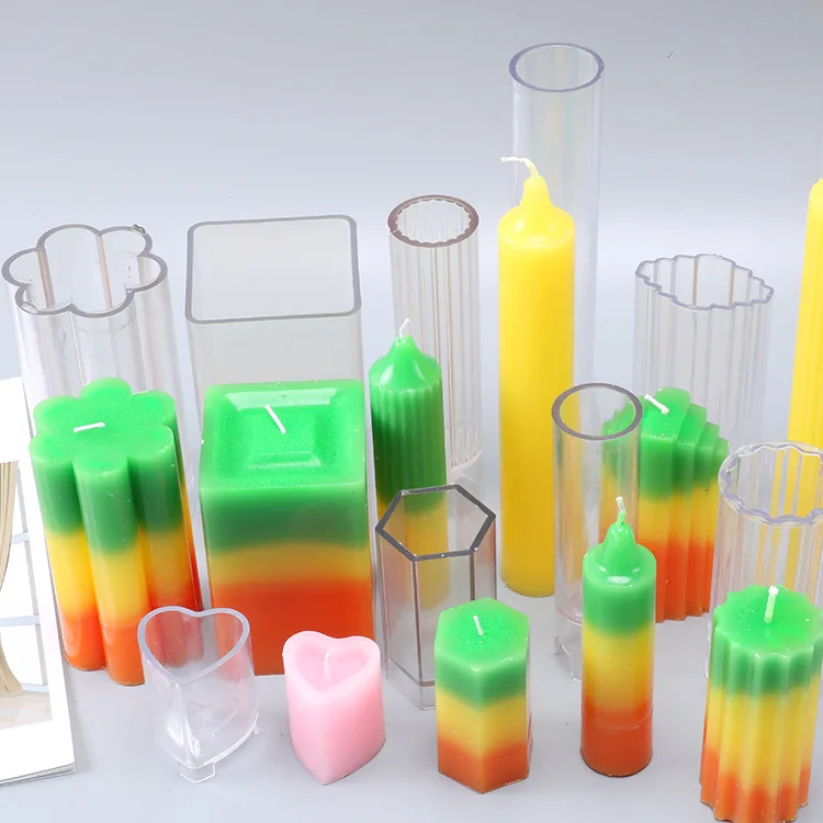 

Cylinder Stripe Design Candle Mold Plastic Heart Flower Wax Mould Handmade Candle Making Tool, Clear