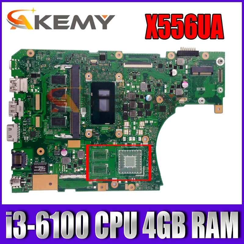 

X556UA i3-6100 CPU 4GB RAM Mainboard REV2.0 For Asus X556UA X556UJ X556UV X556U K556U FL5900 Laptop Motherboard DDR3 100% Tested