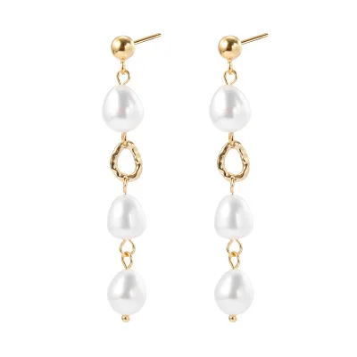 

Elegant Design Long Drop Earring With Nature Pearl 925 Sterling Silver Tassel Stud Earring, Gold