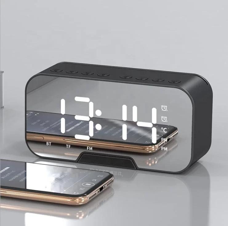 

BT speaker Mirror desk clock digital LED light desk & table FM radio alarm clock electronic multi functional 2020 Amazon