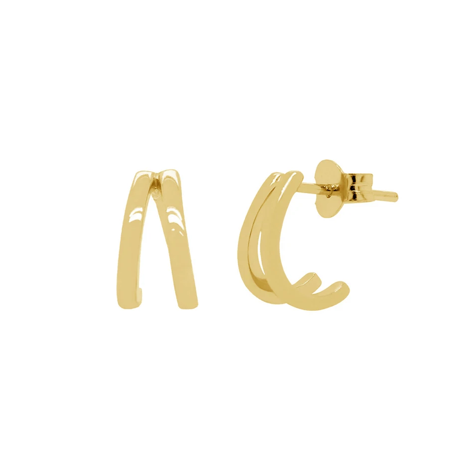 

Unique 925 sterling silver Double Pave Huggie Stud Earrings for Women Party Jewelry Gift