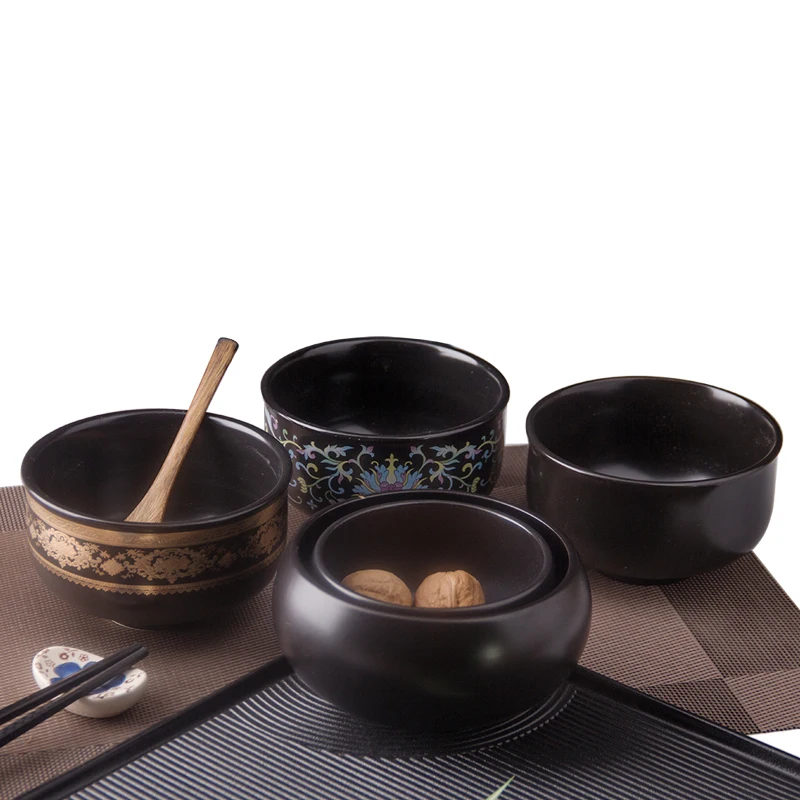 

black japan style restaurant matte ceramic color serving bowls porcelain pasta ceramic mixing Soup rice bowls, Colorful