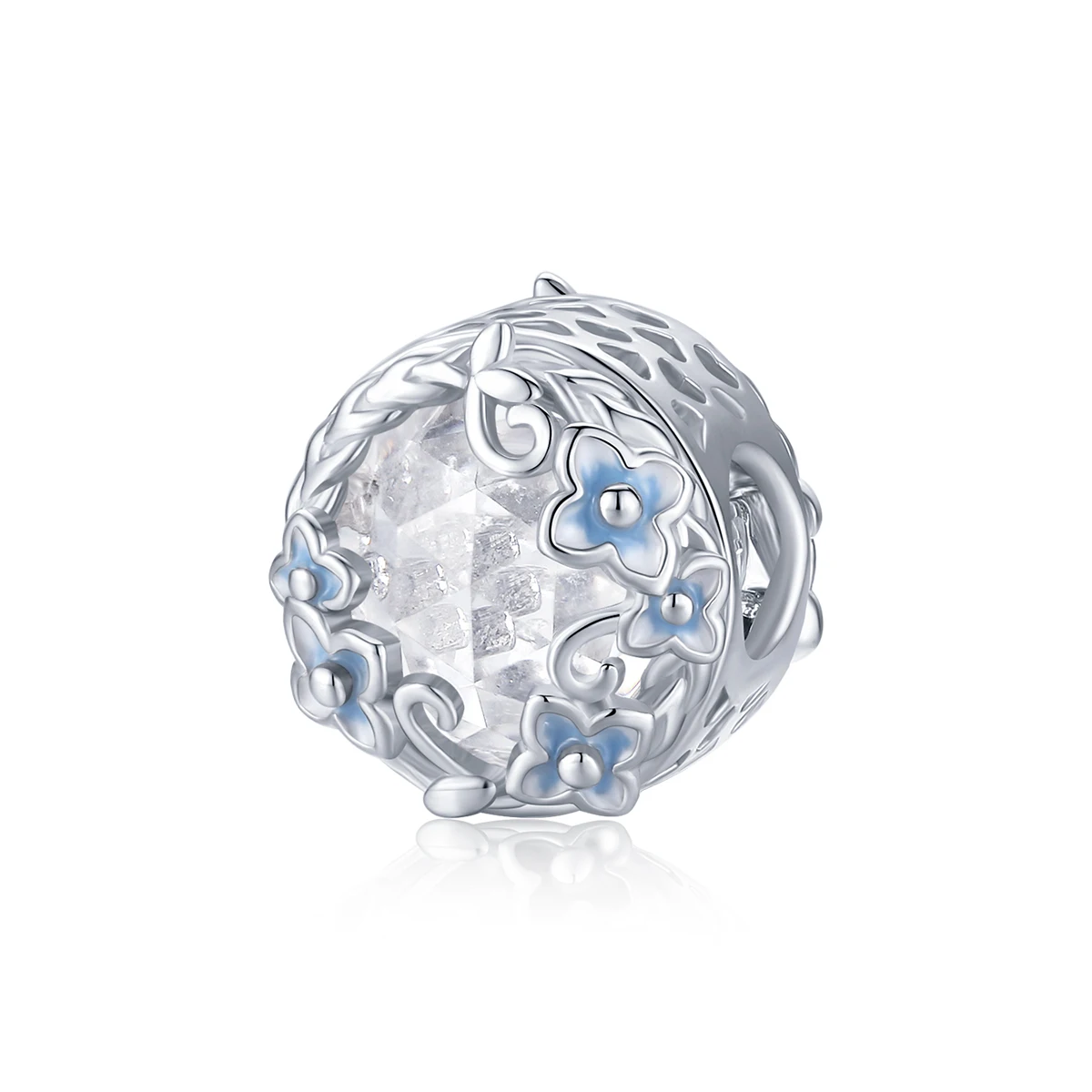 

Hot style Hydrangea Sterling Silver S925 Bracelet Blue Oil Drop Flower Fashion Charms, Sliver