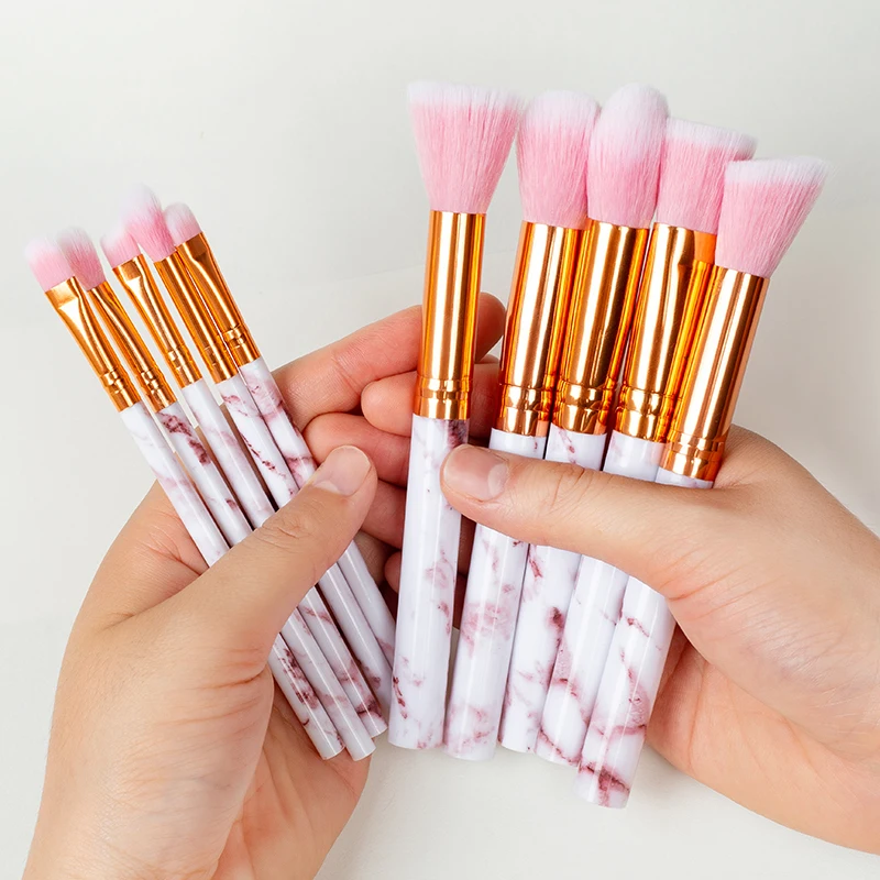 

Purple makeup brushes logo professional cosmetic brush Pink marble makeup brushes