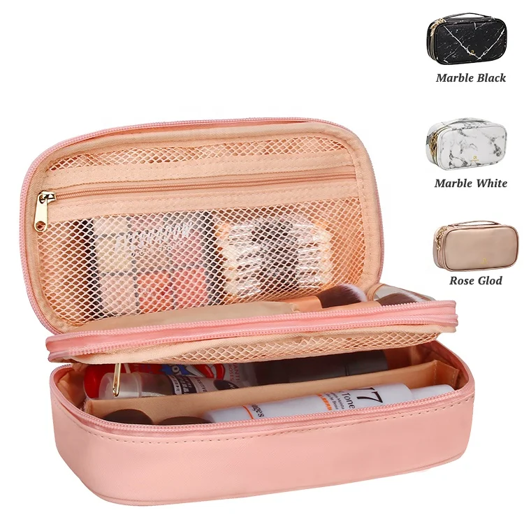 

Relavel Small Pink Portable Waterproof Large Capacity Makeup Brush Organizer Zipper Bag Pouch For Nail Artist
