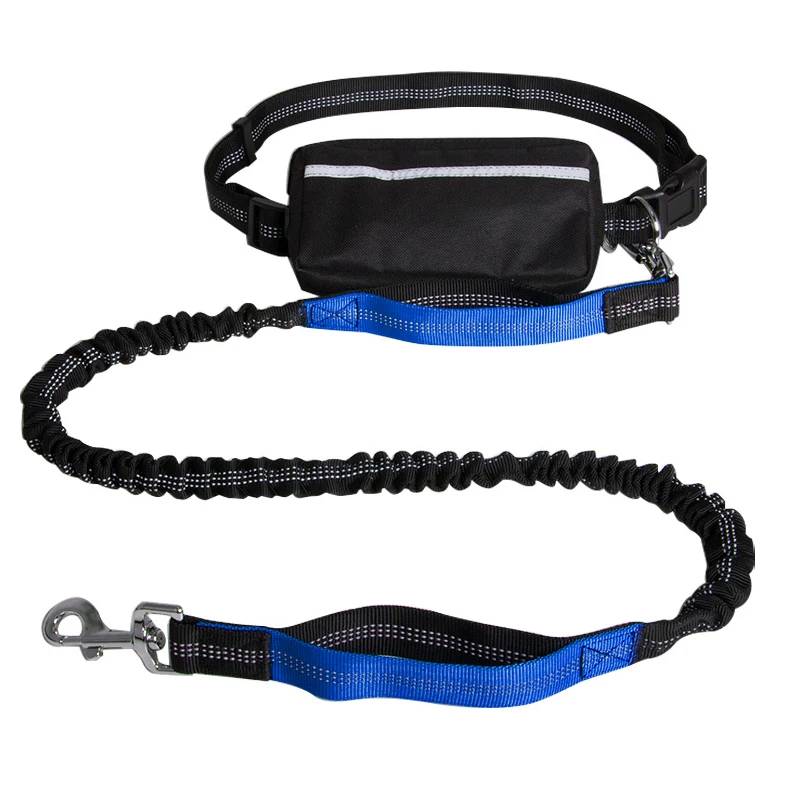 

New Style Climbing Rope Reflective Bungee Neutral Running Nylon Hands Free Dog Leash Set, Blue