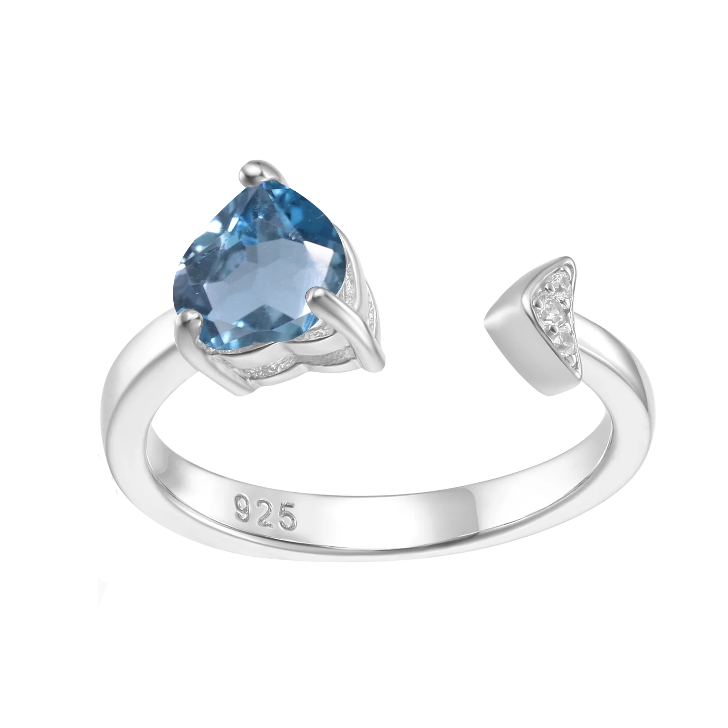 

Abiding Heart Shaped Ring 925 Sterling Silver Jewelry Natural London Blue Topaz Stone Open Engagement Ring Women For Bridal