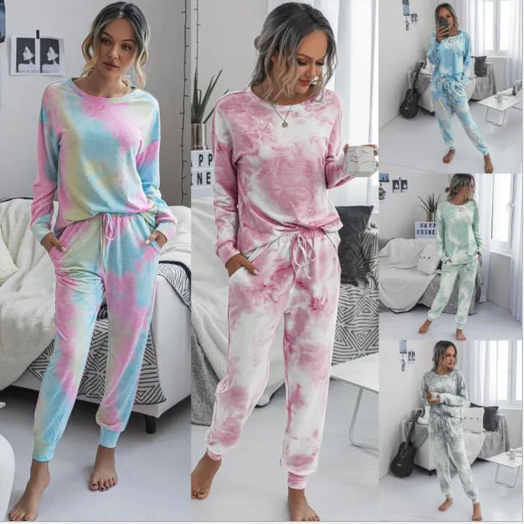 

Tid Dye Pijama Femme Pillama Ropa De Dormir Polyester Sleepwear Woman Sleep Casual Lounge Wear Young Girl Pyjama Lady Pajama Set