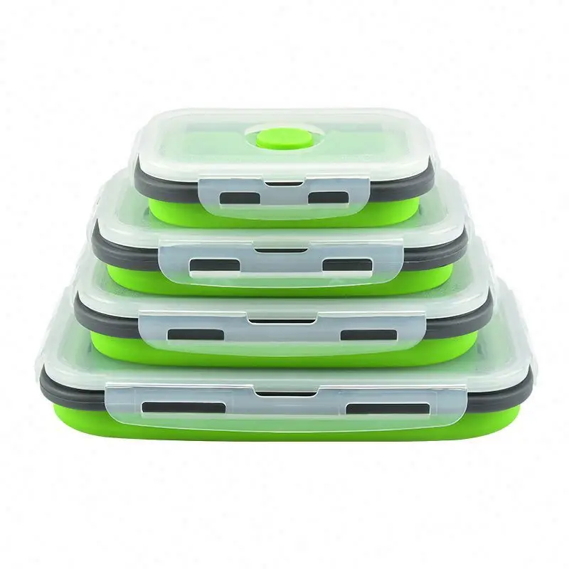 

Eco-Friendly Colorful Square Silicone Folding Lunch Box