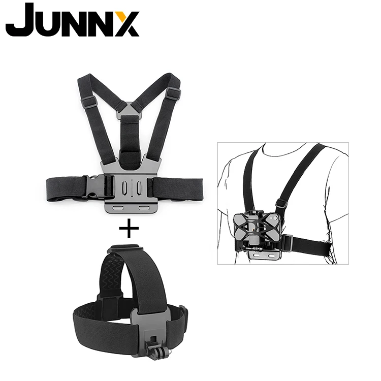 

JUNNX Cell Phone Bicycle Rubber Grip Silicone Band Head Chest Strap Set for Gopro Hero Max DJI Sports Camera, Black,welcome oem/odm