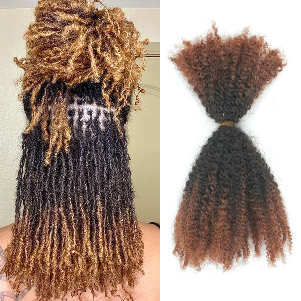 KAMA Remy Human Hair Afro Kinky Curl Bulk Braiding Hair Extension 50g for Dreadlocs