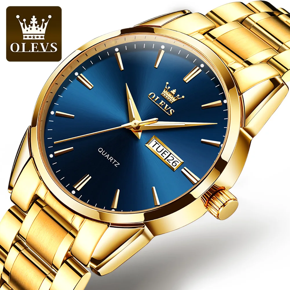 

2020 OLEVS Men's Classic Stainless Steel Watch Men's Business Casual Chronograph OEM Logo Watch Quartz WristWatch, 5 colors