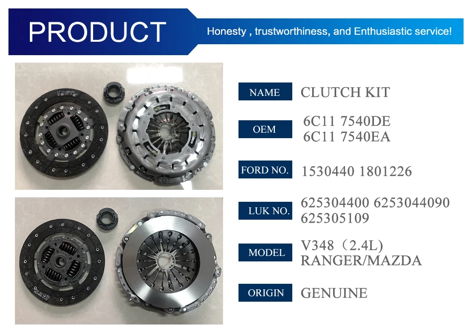 Repair Auto Parts Clutch Kit For Transit V348 2.4l 1530440 1801226 ...