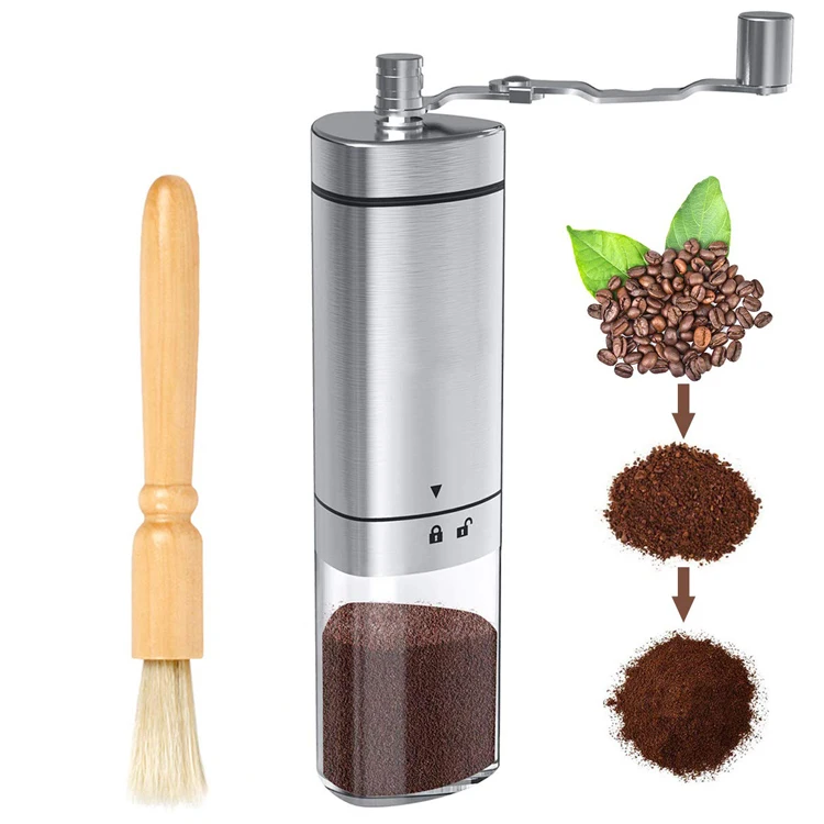 

Coffee Tools Hand Mill Coffee Grinder Metal Eco-friendly Coffee & Tea Tools Triangle Pole Design Stainless Steel, Silver