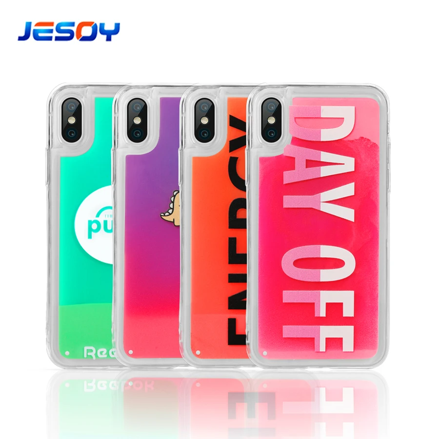 

Hot Sale Luminous Neon Sand Mobile Phone Case for iPhone 11 pro max Glow In The Dark Liquid Glitter Phone Case for iPhone 12