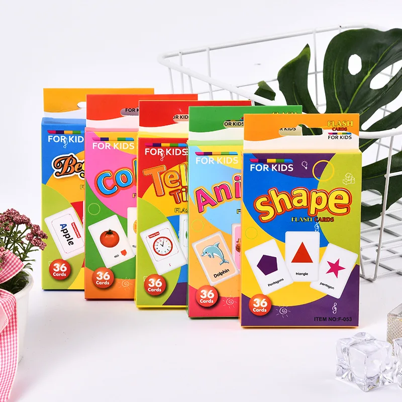 

New 36PCS English Alphabet Shape Animal Color Learning Flashcards Toys Montessori Educational Toys for Children Card Books Gifts