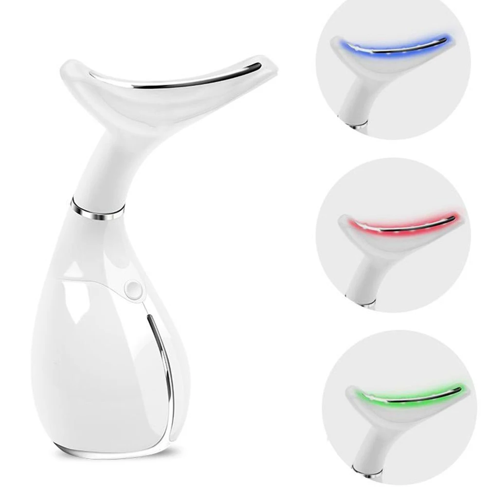 

Rechargeable Face Neck Instrument Beauty LED Photon Vibration Skin Tighten Anti Wrinkle Remove Neck Lifting Massager Device