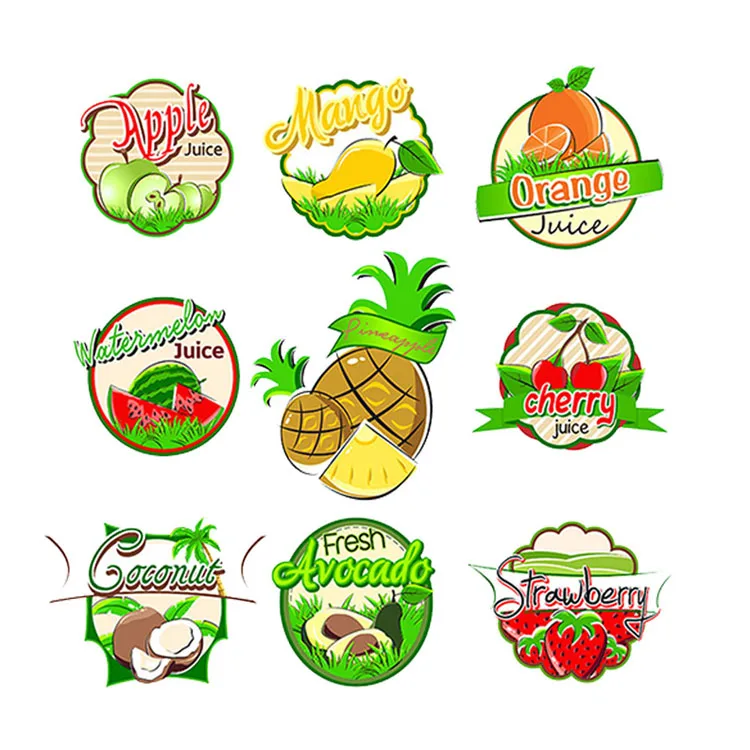 
Home Decoration Waterproof Round PVC Cute Kitchen Fruits stickers 