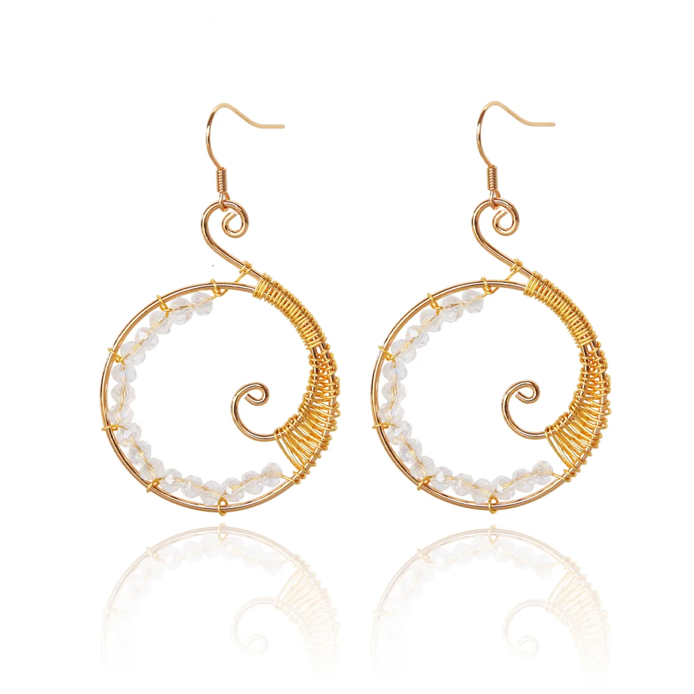 

Metal Wire Wrapped Seed Beads Handmade Bohemia Fashion Jewelry Earrings, Colors