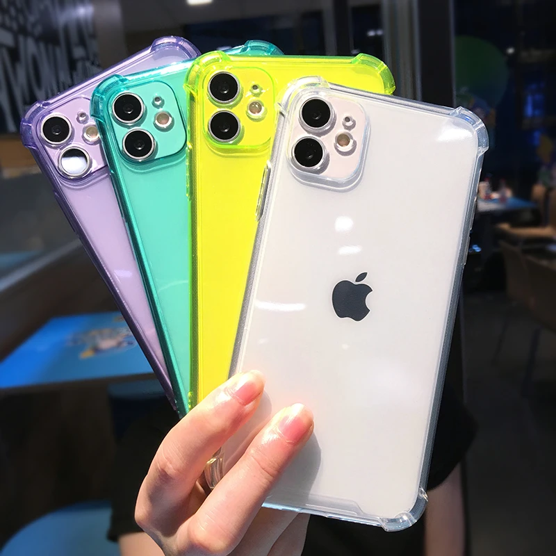 

High quality blue neon Design Fluorescent color phone case for Iphone 11 12 13