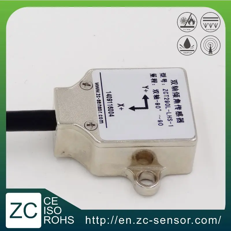 
ZC Sensor High Precision IP65 Inclination Sensor Analog Dual Axis Inclinometer ZCT290L-LHS-17 