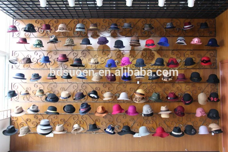 Womens yellow elegant wool felt boater hat wholesale