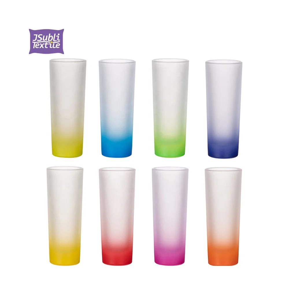 

Bestsub 3oz Gradient Rainbow Frosted Shot Glasses Custom Sublimation Blanks Drinking Shot Glass Water Coffee Wine Beer Mug