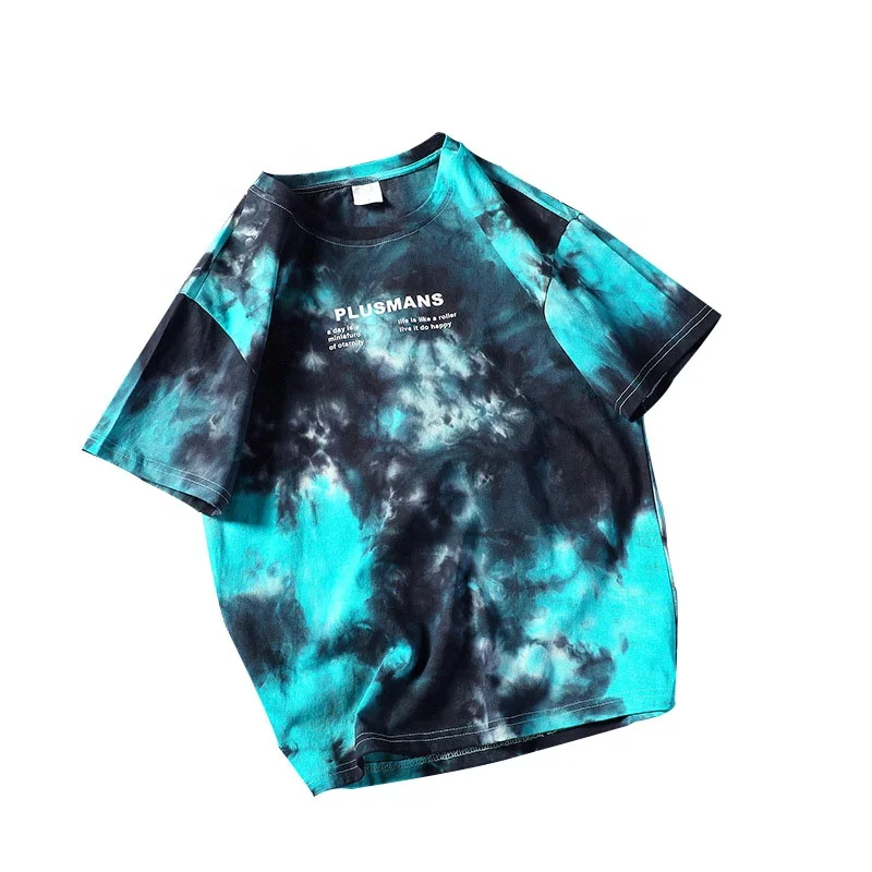 

Hot selling polyester cotton clothing tie dye t shirts letter printed t-shirt for men oversizedtie dye shirts