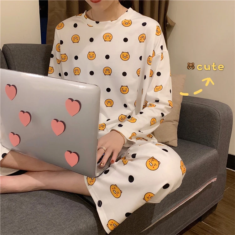 

Women's pajamas long-sleeved trousers, loose Korean style cute students can wear home clothes