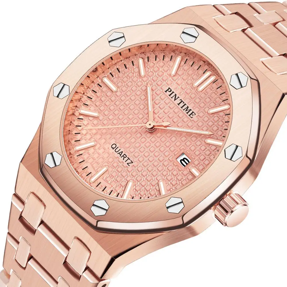 

PINTIME Factory manufacture luxury style custom watches OEM/ODM waterproof royal watch for man, Black,rose gold,gold and silver