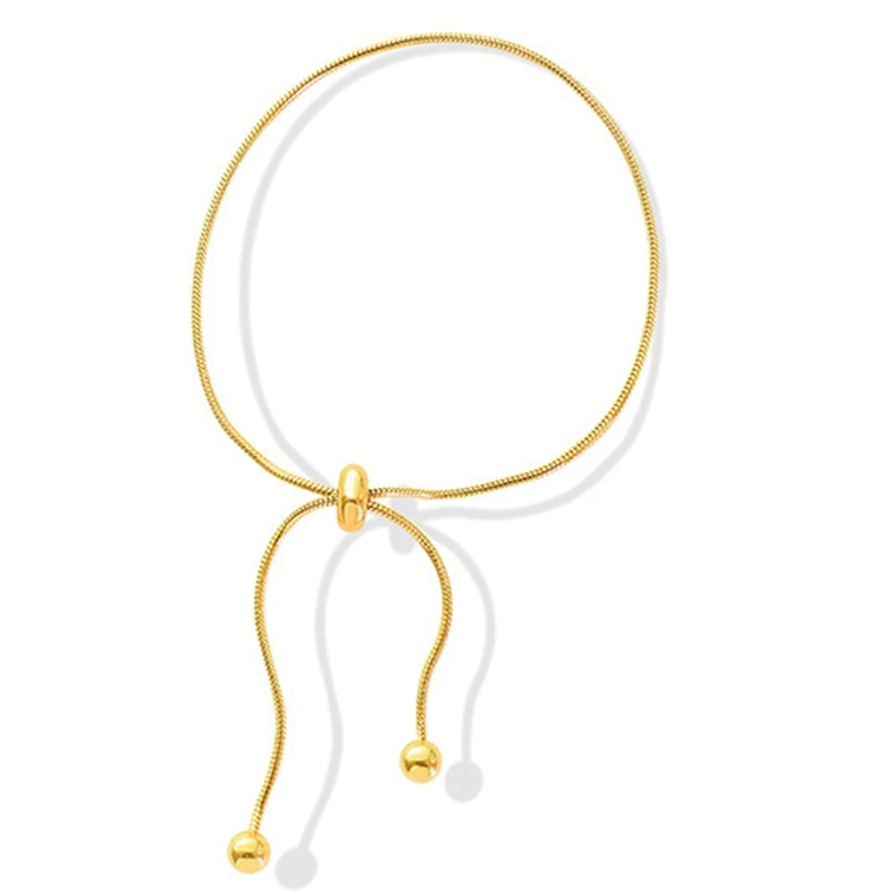 

Stainless Steel 14K Gold PVD Plated Adjustable Round Snake Chain Bracelet Titanium Steel IMM Wide Chain Bracelets Jewelry