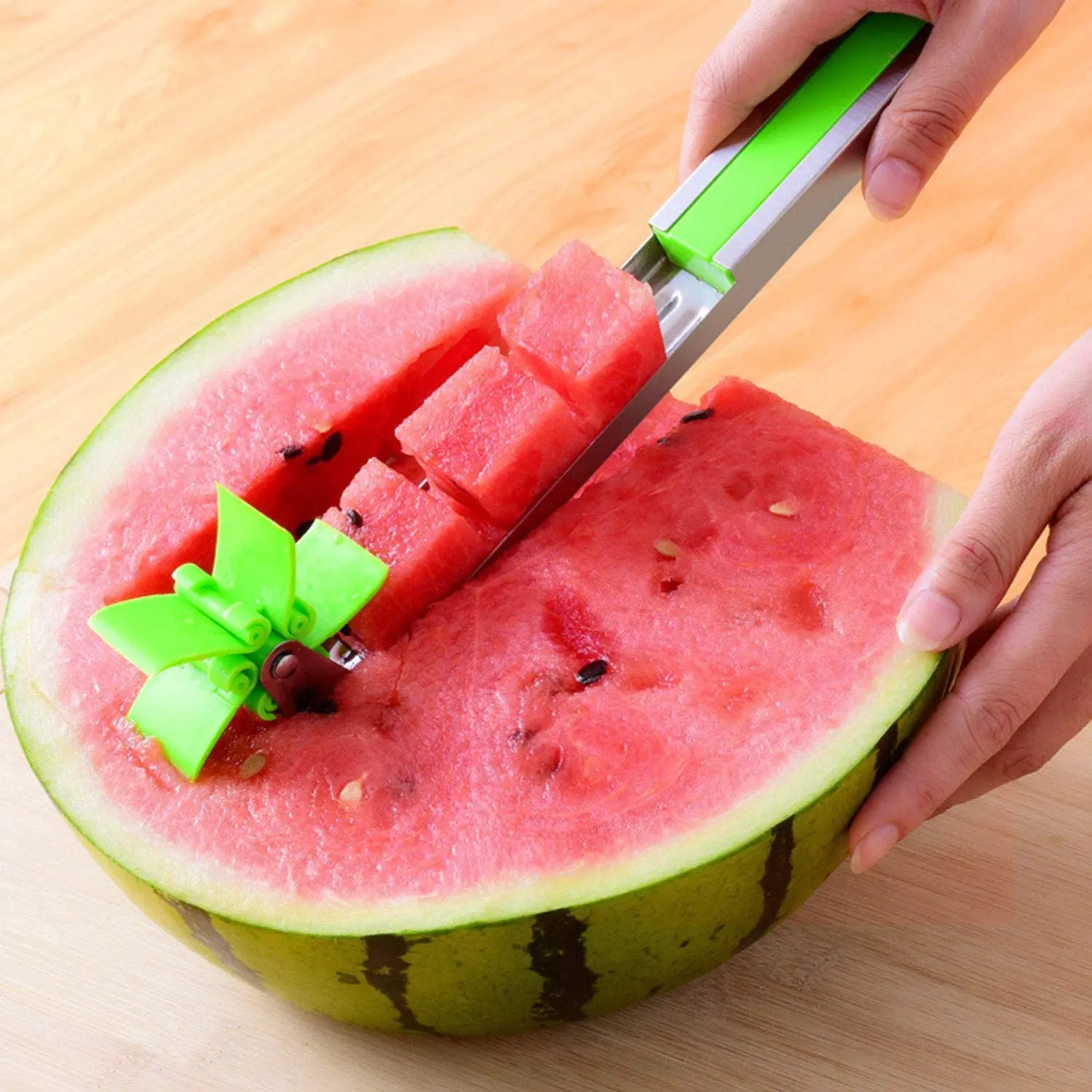 

Tabletex Watermelon Slicer Cutter Windmill Auto Stainless Steel Melon Cuber Knife Corer Fruit Vegetable Tools Kitchen Gadgets