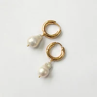 

Natural Baroque Freshwater Pearl Drop Earrings Gold Small Circle Large White Pearl Earrings for Women Pearl Charm