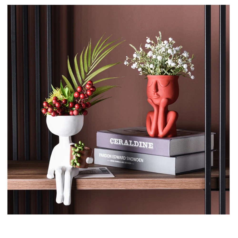 

Character Portrait Resin Succulents Plant Abstract Human Face Flower Pot Home Desktop Vase Micro Landscape Decor