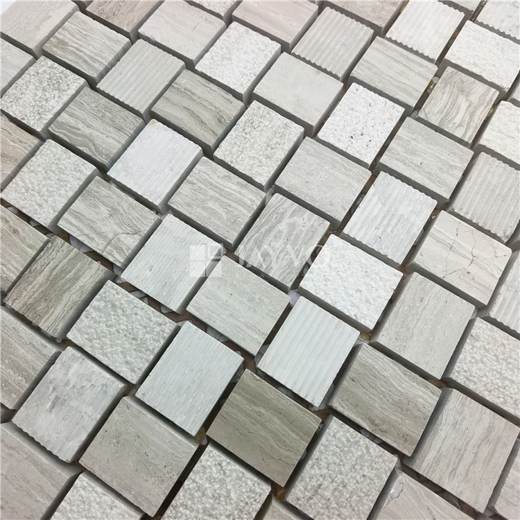 Textured White Marble Flooring Pattern Light Wooden Grain Stone Mosaic Chevron mosaic tile high quality OEM Free Pattern