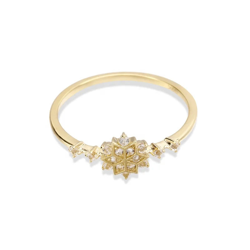 

2020 new 9K solid gold Topaz Hexagon rings jewelry women, Yellow gold