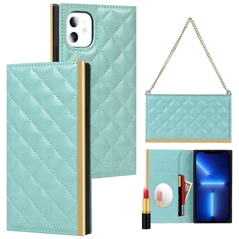 

Lanyard Chic Seams Diamond Coque XR X XS 11 Pro Max 13 Mini SE 8 7 Plus Luxury Flip Wallet Case For iPhone 12 Leather Cover