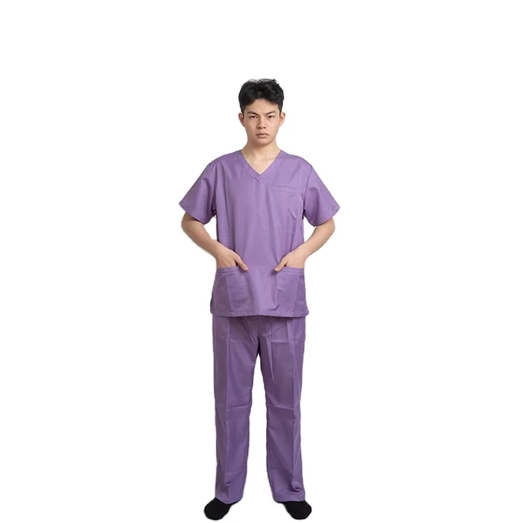 

Factory price Hospital uniform short sleeve nurse scrub suit Purple surgical gown Comfortable medical scrubs, Customize color