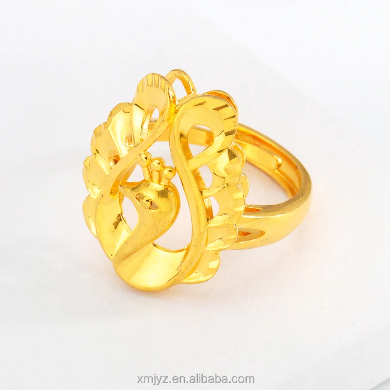 

Cross-Border New Sand Gold Peacock Open Ring Wedding Jewelry Gold-Plated Ladies Adjustable Ring Female