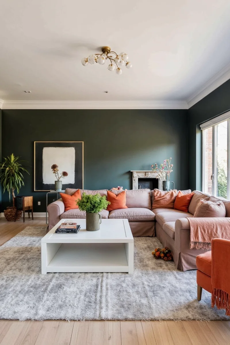 Gallery wall with framed kids' artwork, chalkboard wall panel, and playful accent chairs