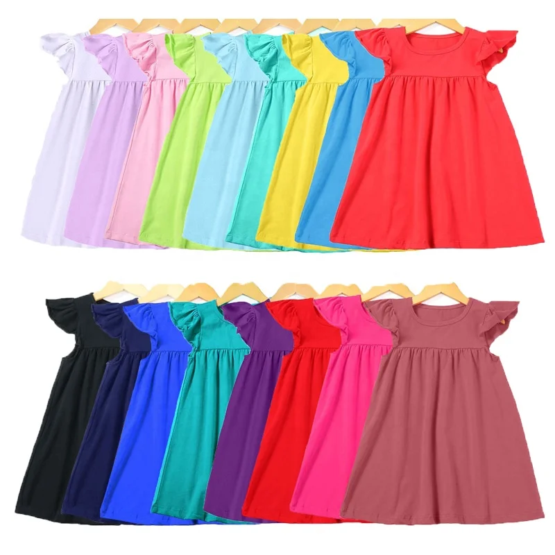 

wholesale blank red high quality fashion kid dress cotton summer baby girls pearls dresses