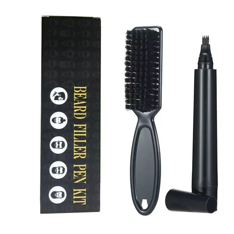 

Custom private label beard care kit waterproof brown black color 4 tip beard pencil filler filling beard pen for men