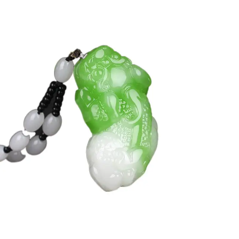 

Jade Pixiu Pendant Amulet White Green Chinese Charm Natural Carved Necklace Lucky Gifts Fashion Men Women Jadeite Jewelry