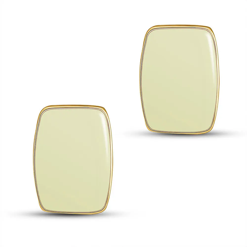 

PandaHall 925 Sterling Silver Pins Rectangle Alloy Epoxy Resin Stud Earrings, Gold