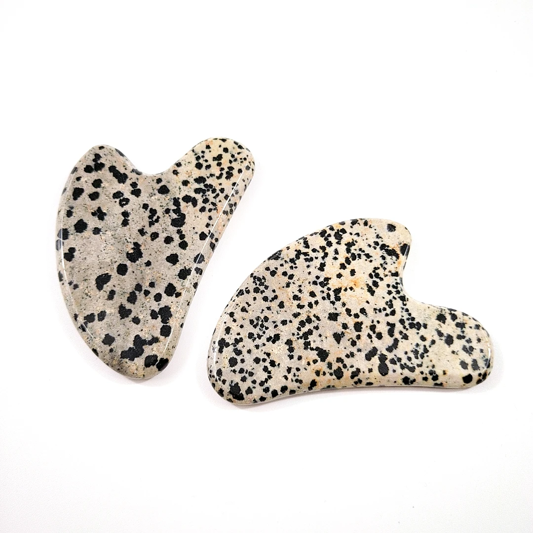 

Top selling natural Natural facial gua sha Natural Stone heart dalmatian Jasper gua sha