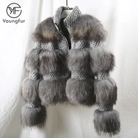 

Extreme Luxury Real Jacket Raccoon Fur Cropped Jacket for Women Fashion Winter Warm Cashmere Jacket