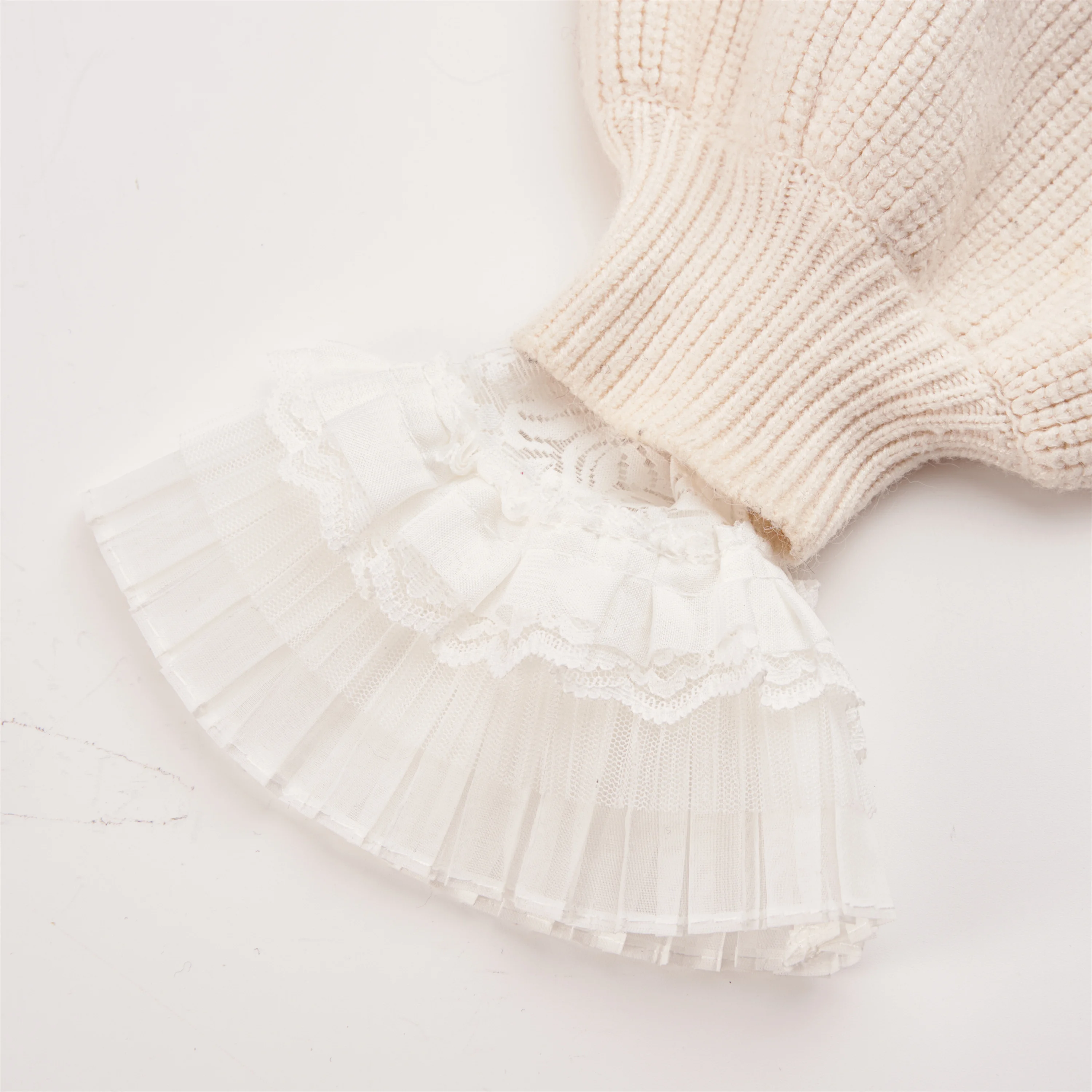 LHY Wholesale Black White Breathable Mesh Wrist French Lace Ruffle Trim Polyester Lolita Sleeve Cuff for Photography Props