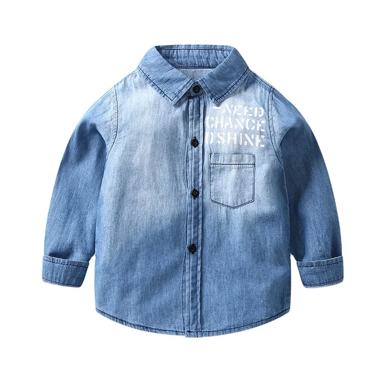 
2020 keyavv Boy Long Sleeve Baby Shirt Clothes Children Denim shirt 